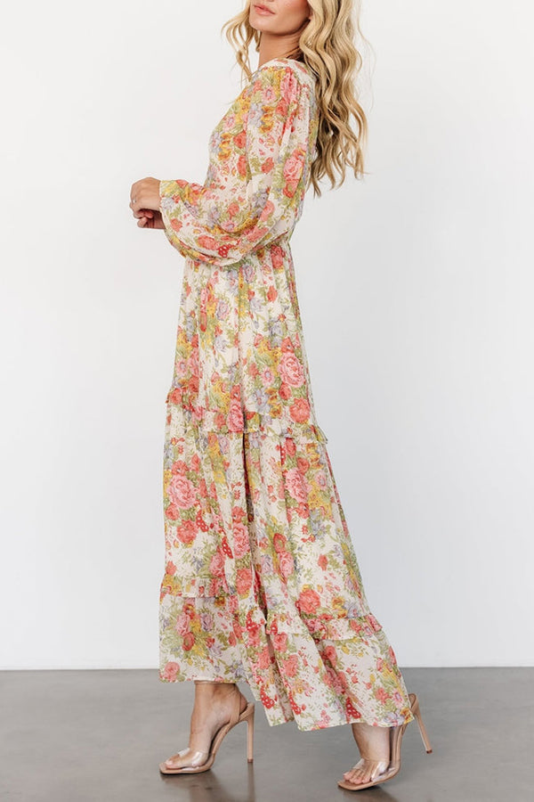 V-Neck Floral Maxi Dress