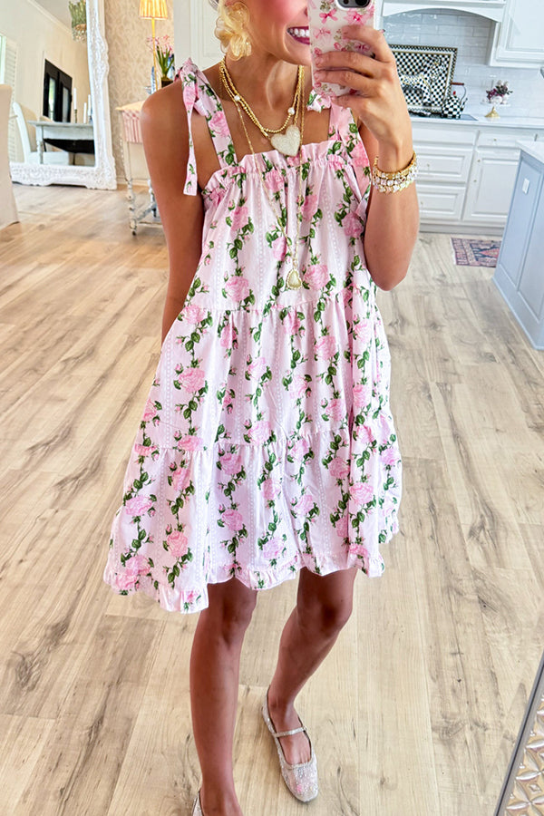 Vintage Rose Shoulder Tie Dress