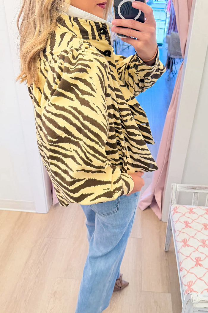 Zebra Print Button Jacket