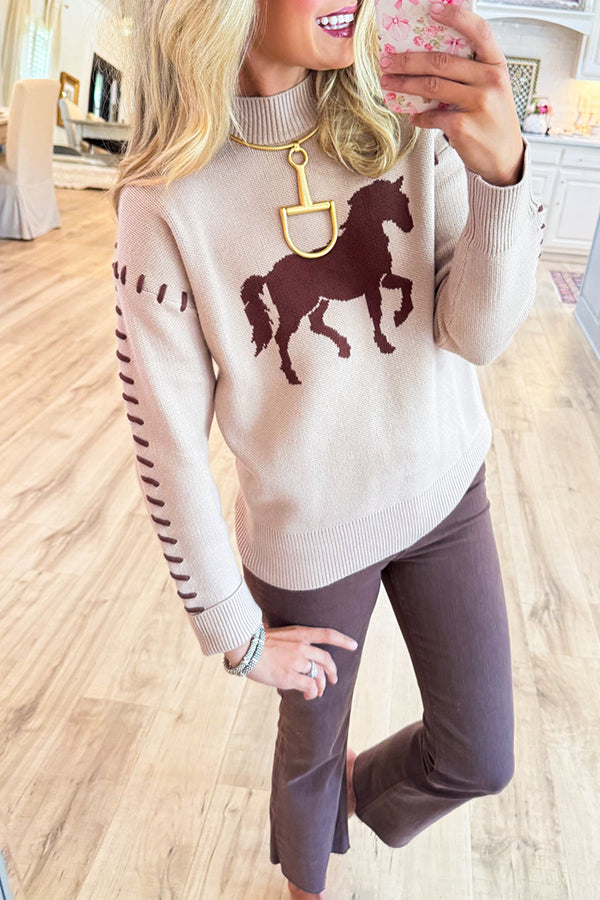 Latte Horse Knit Sweater
