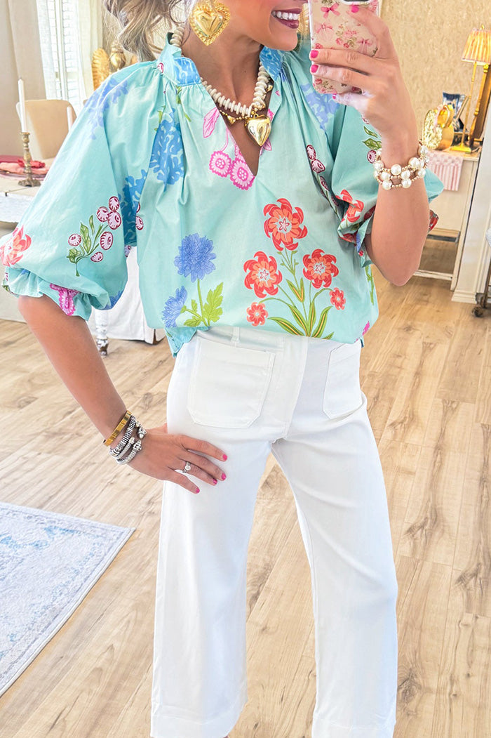 Floral Print Scallop Hem Top