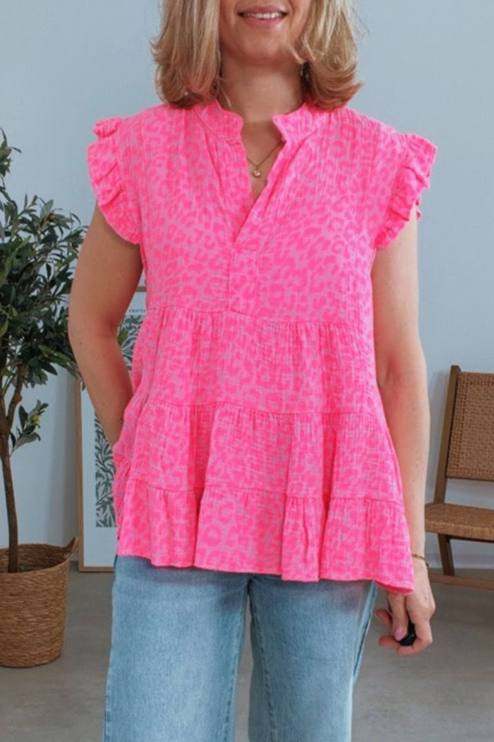 Ruffle Sleeve Tiered Top
