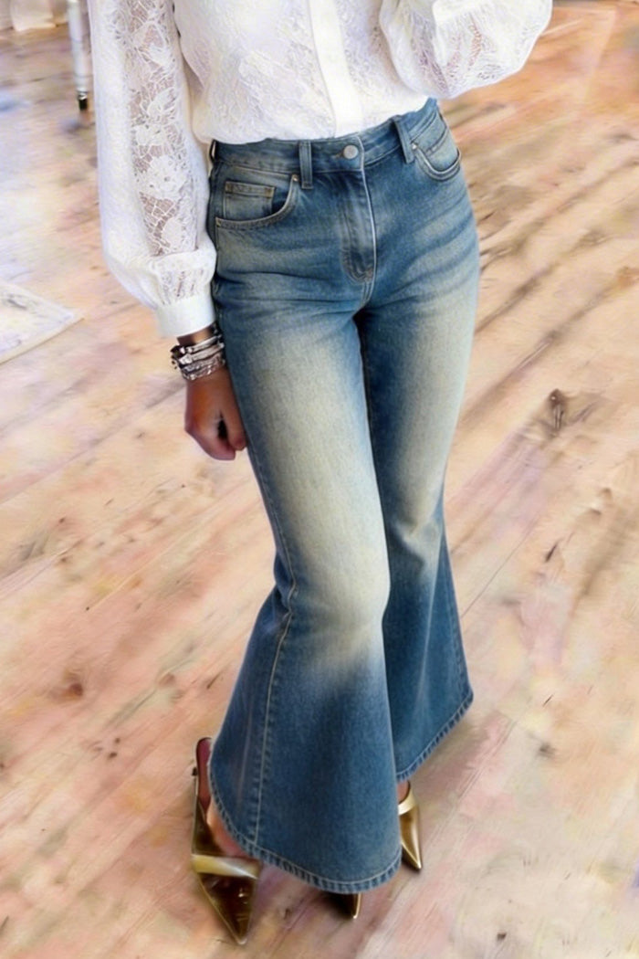 Ombre Denim High Waist Flare Jeans