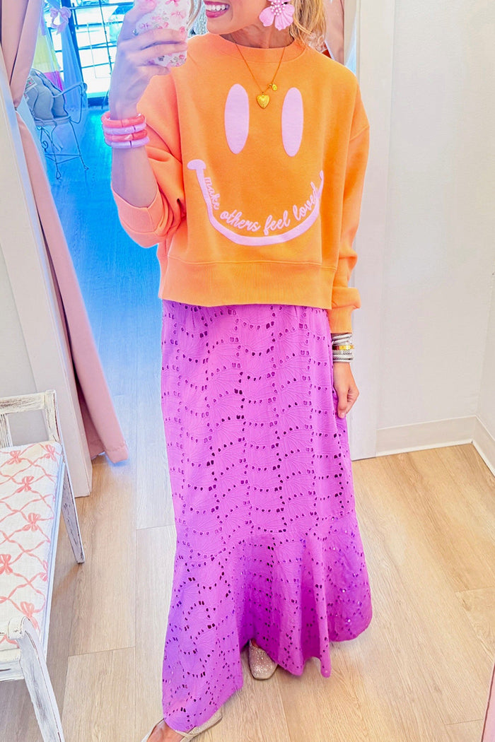 Purple Eyelet Maxi Skirt