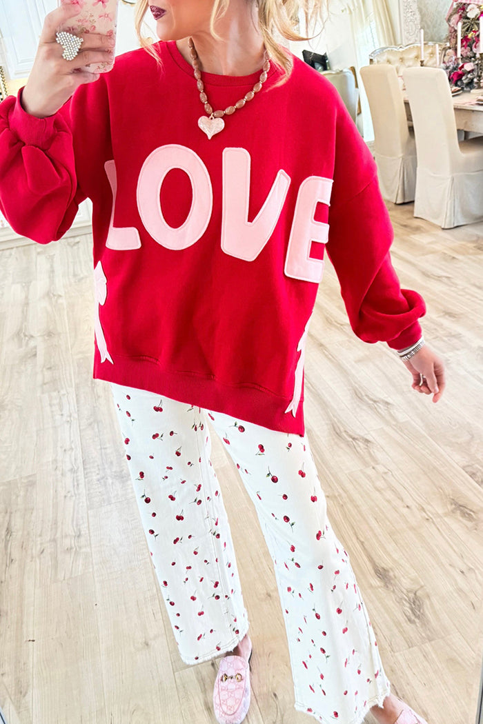 Casual Red Love Bow Sweatshirt
