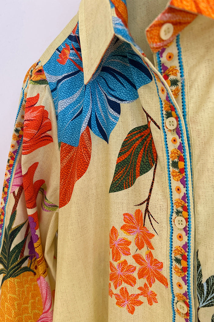 Button Front Floral Shirt Dress