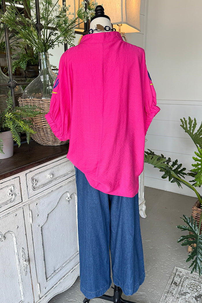 Ruffle Collar Short Sleeve Top Denim Wide Leg Two Piece Set