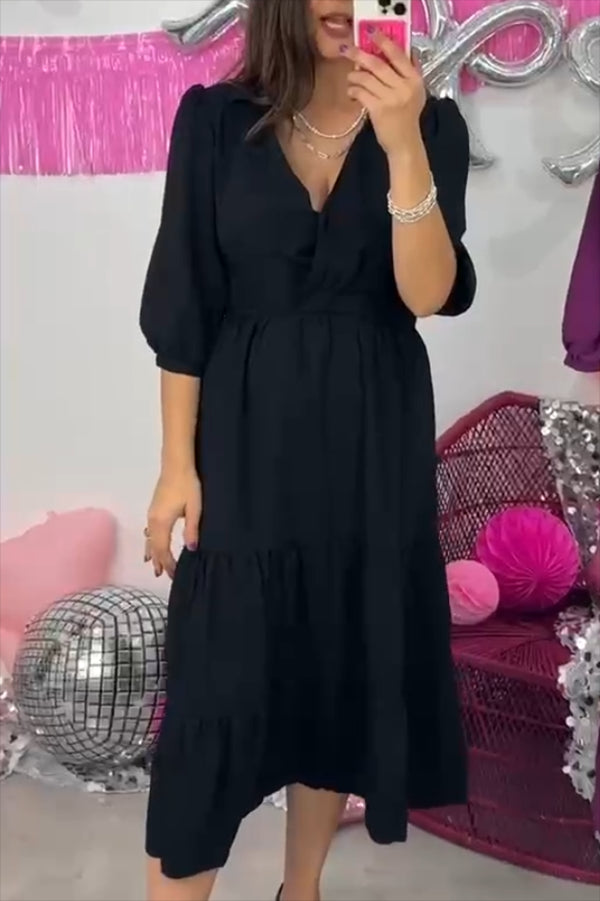 Casual Solid Color Knotted Dress