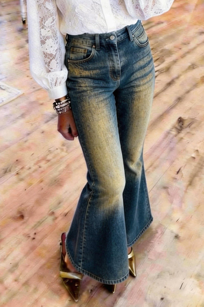 Ombre Denim High Waist Flare Jeans
