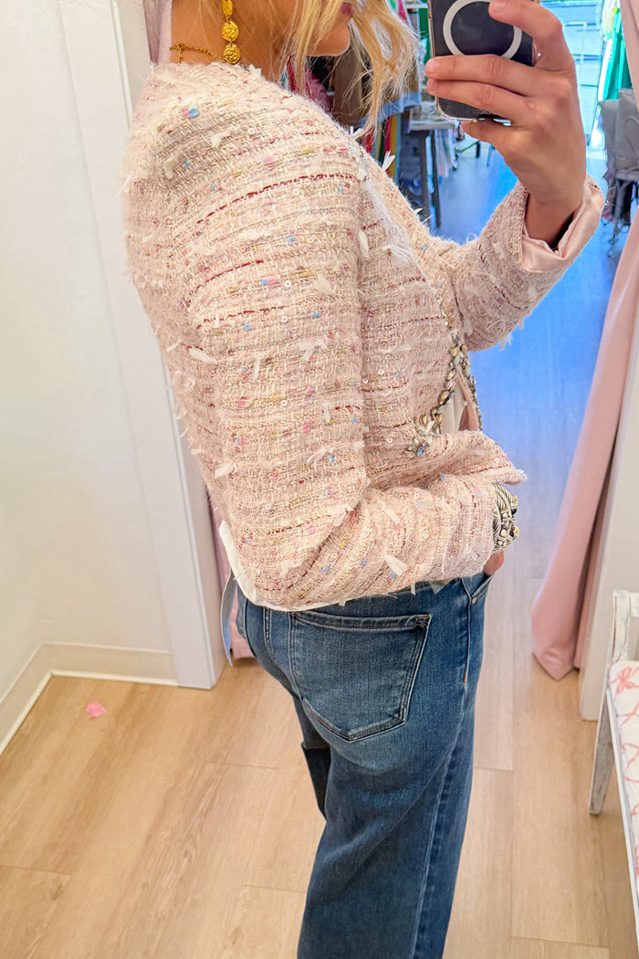 Pink Tweed Rhinestone Jacket