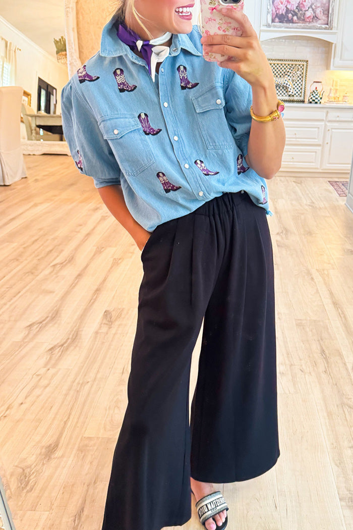 Button Pocket Purple Boot Top