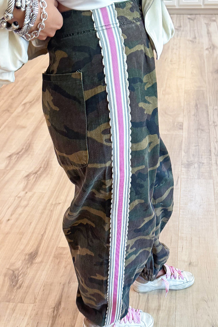 Camo Side Tape Button Up Pants