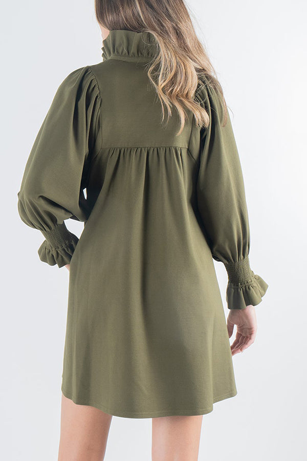 Casual Flared Sleeves Pocket Dress