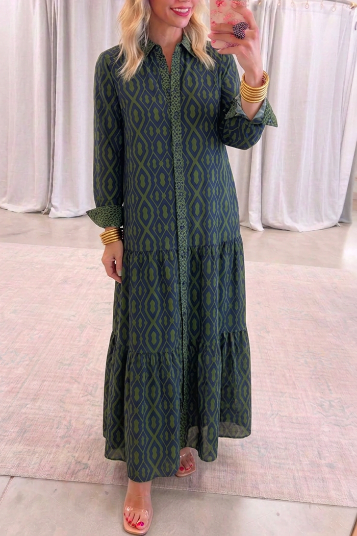 Casual Geometric Pattern Midi Dress