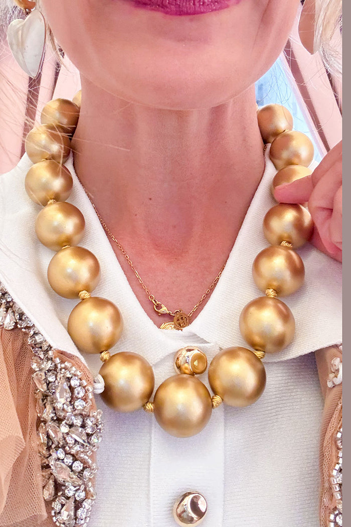 Large Gold Beaded Necklace