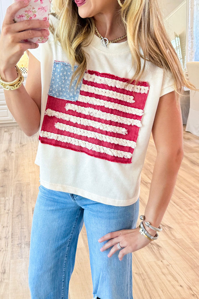 Flag Patch Short Sleeve Top