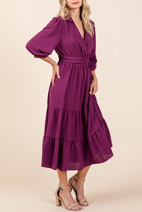 Casual Solid Color Knotted Dress