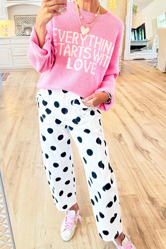 Polka Dot Bow Barrel Jeans