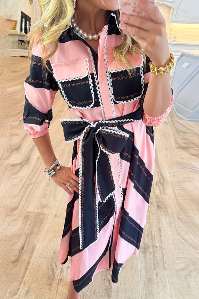 Pink Bold Stripe Maxi Dress