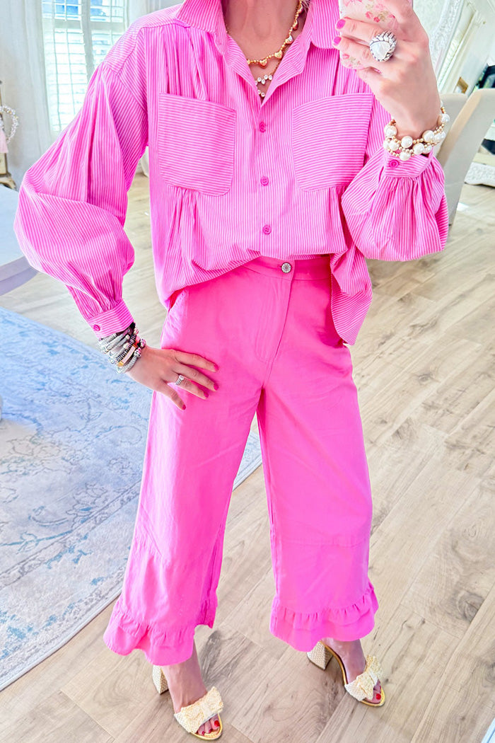 Ruffle Hem Flare Pants