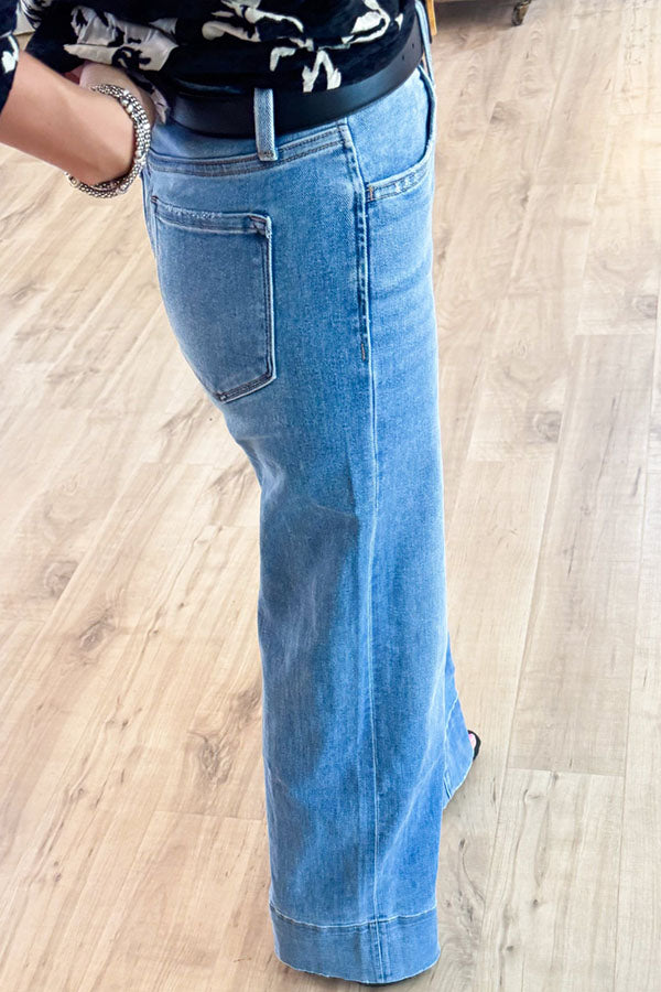 Light Denim High Rise Trouser Jeans