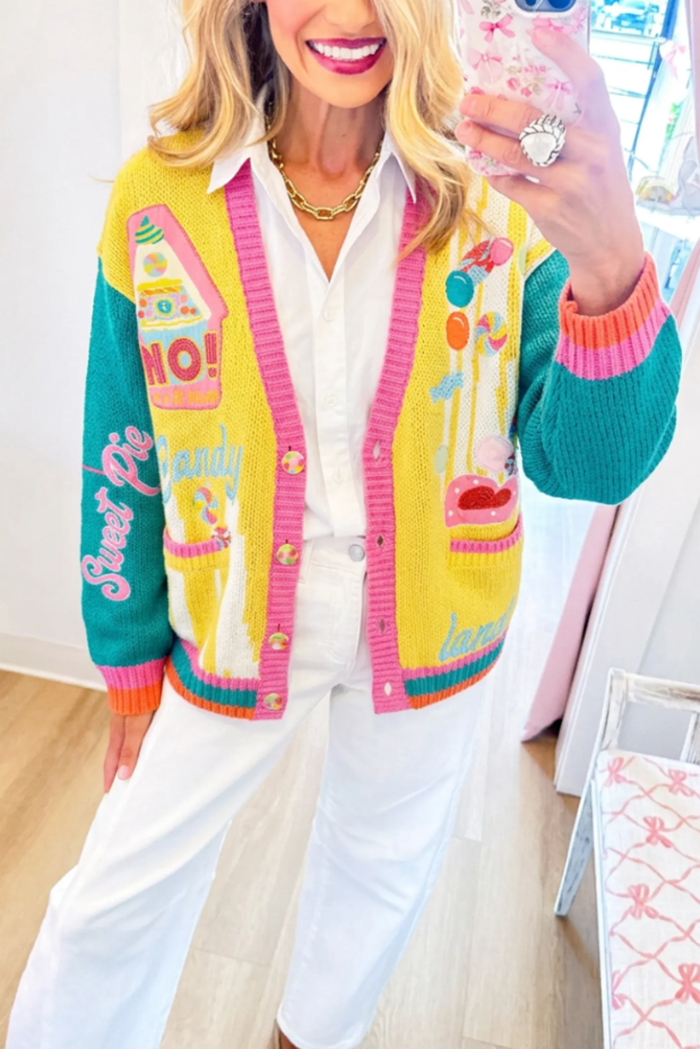 Casual Balloon Pattern Knit Cardigan