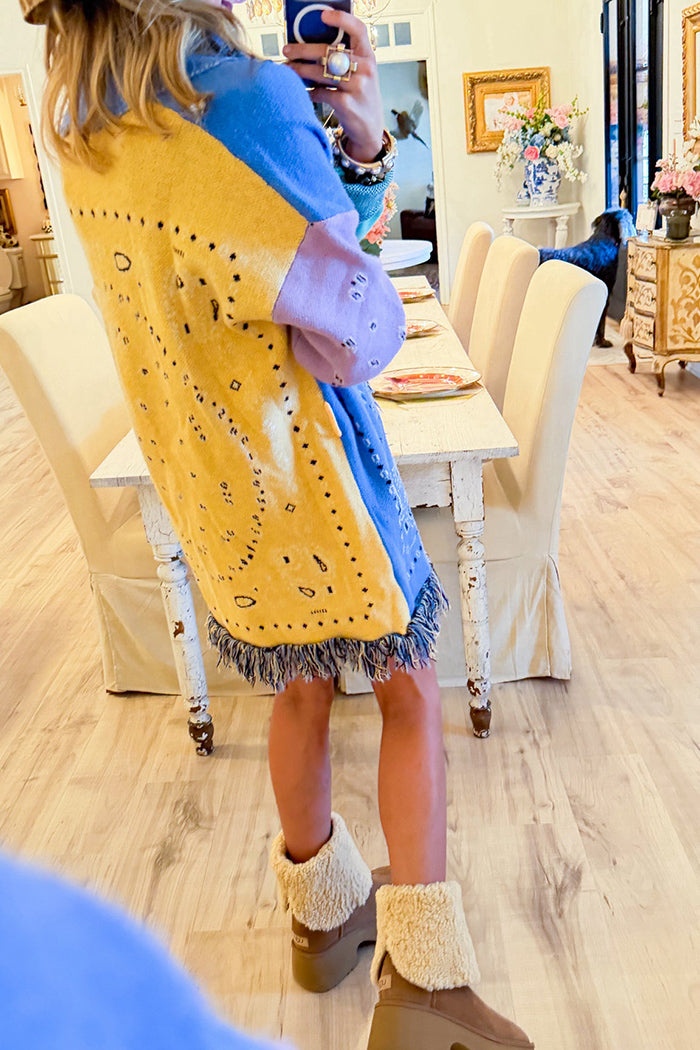 Lavender Paisley Fringe Cardigan
