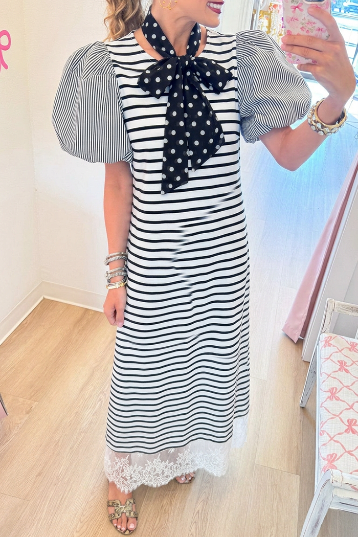 Striped Puff Sleeve Dress