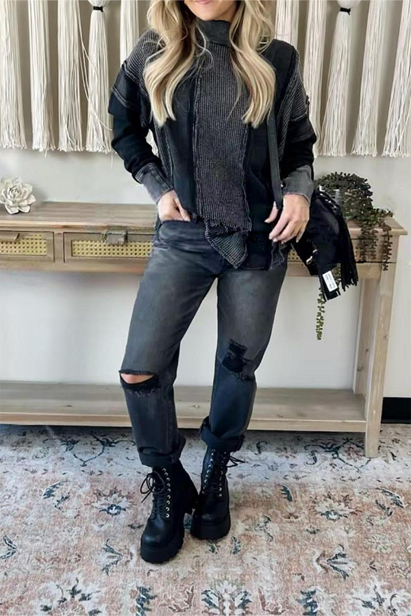Mixed Long Sleeve Pullover