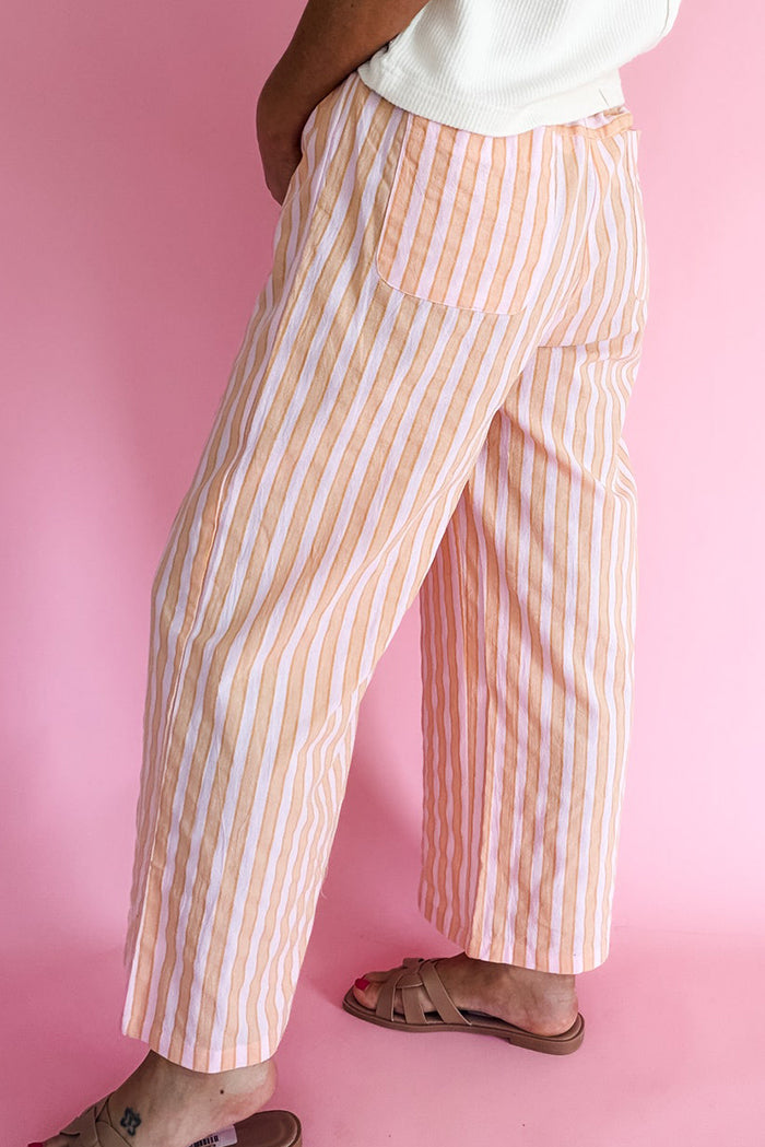 Casual Striped Wide Leg Pants
