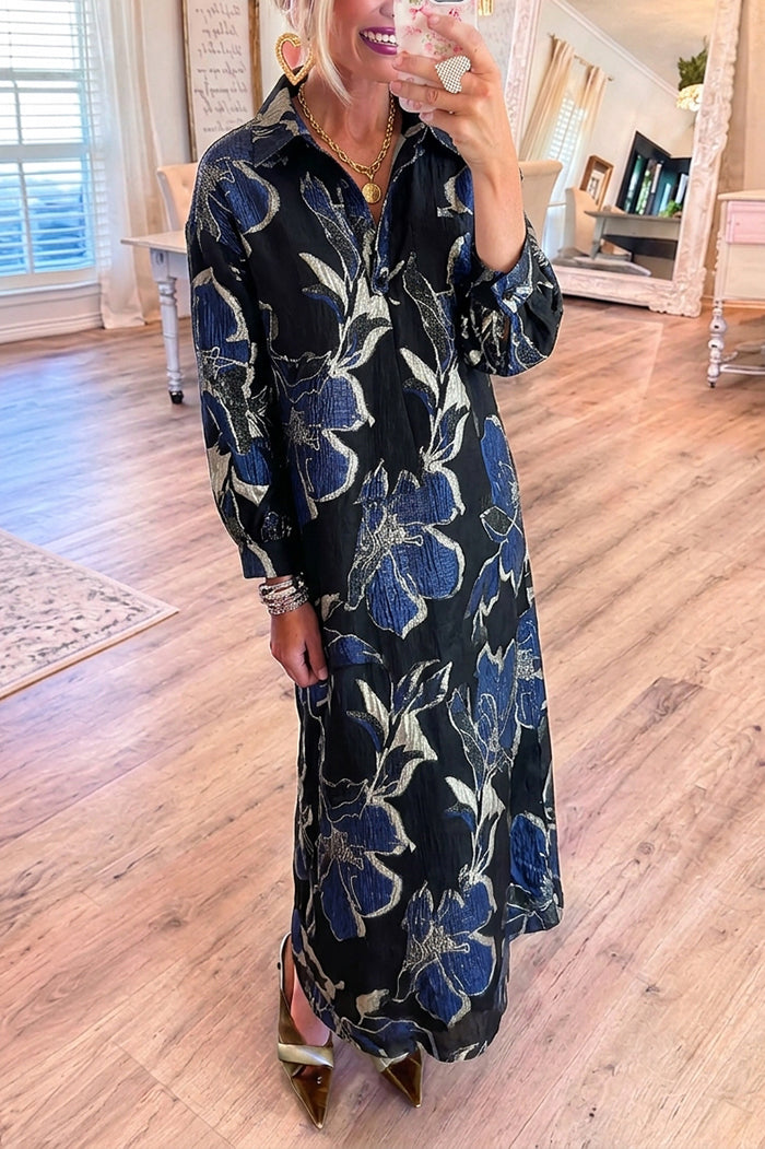 Metallic Jacquard Pocket Maxi Dress