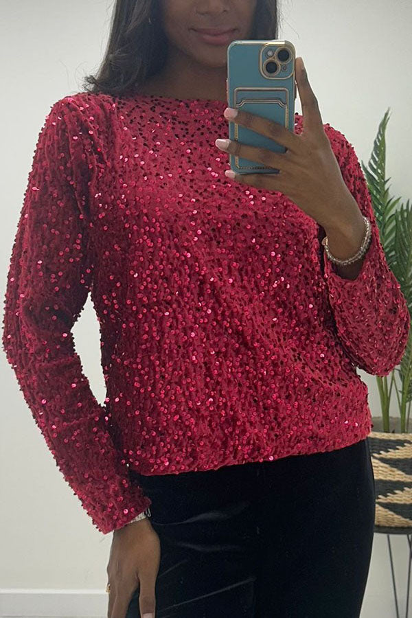 Sequence Bow Sequin Top