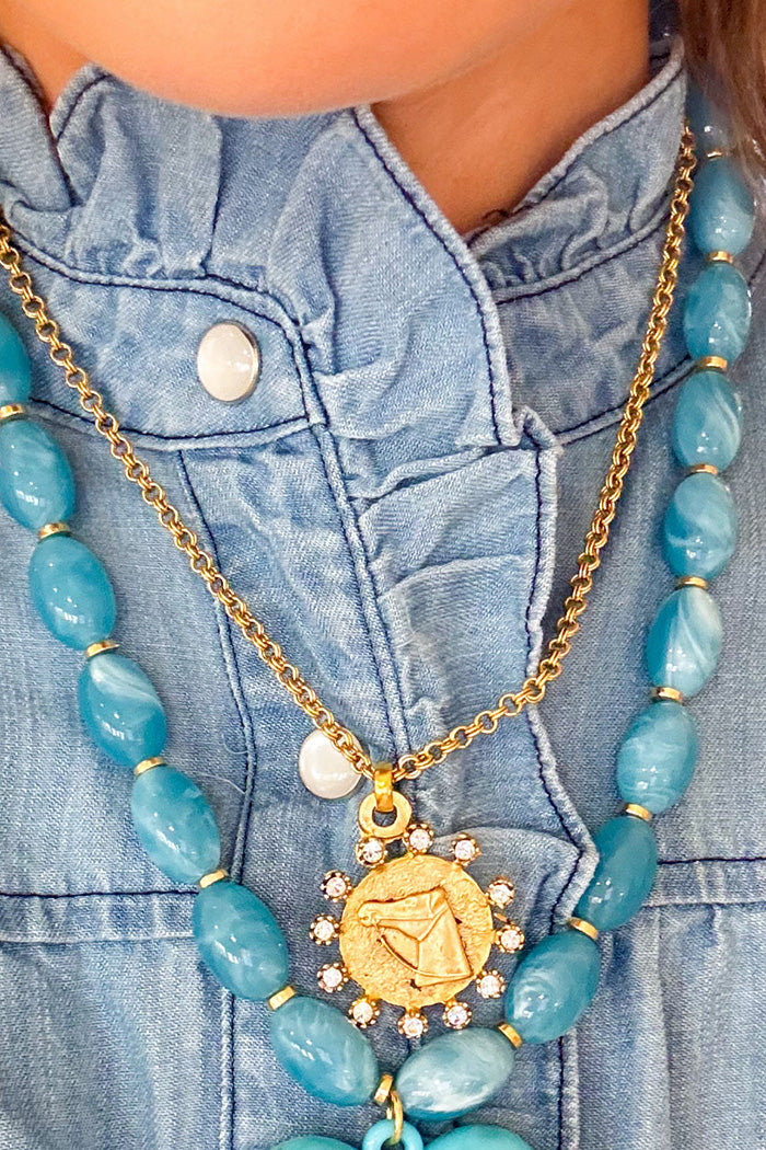 Beaded Heart Pendant Necklace