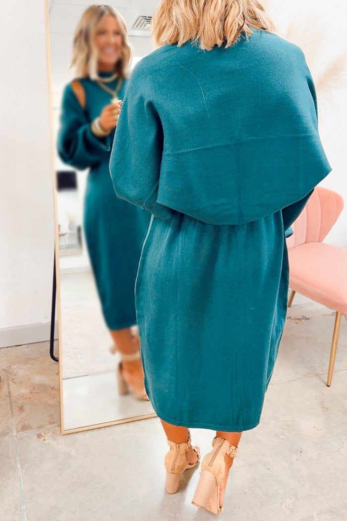 Cold Shoulder Knit Dress Set