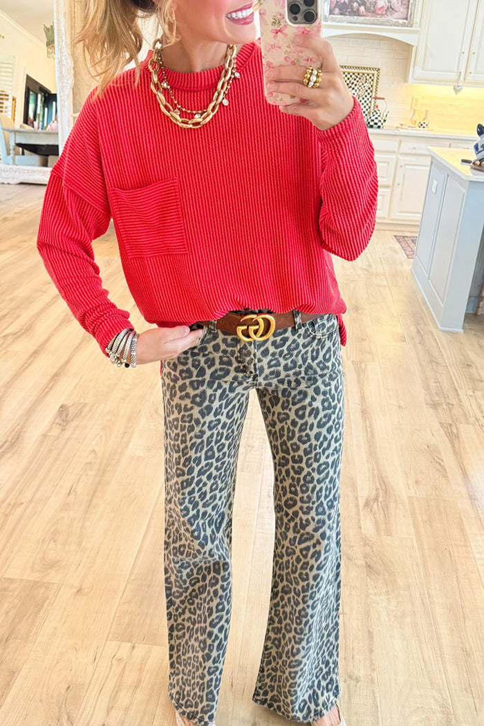 Coffee Leopard Wide Leg Jeans