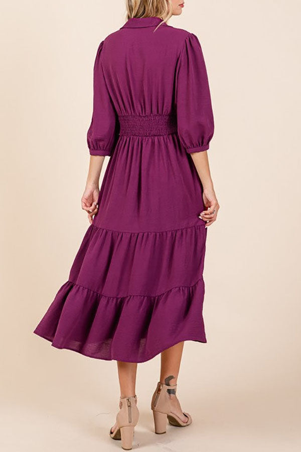 Casual Solid Color Knotted Dress