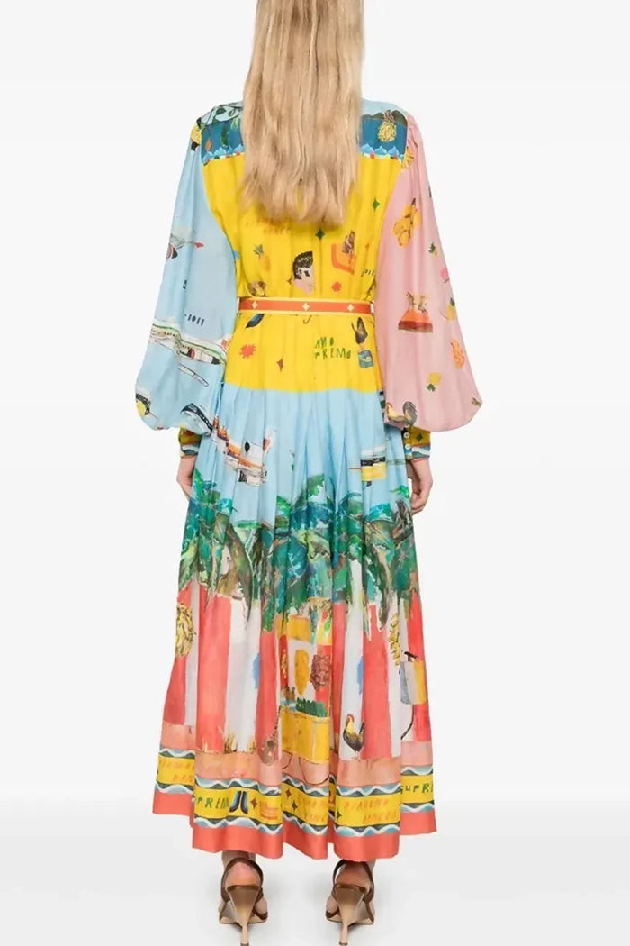 Casual Abstract Print Midi Dress