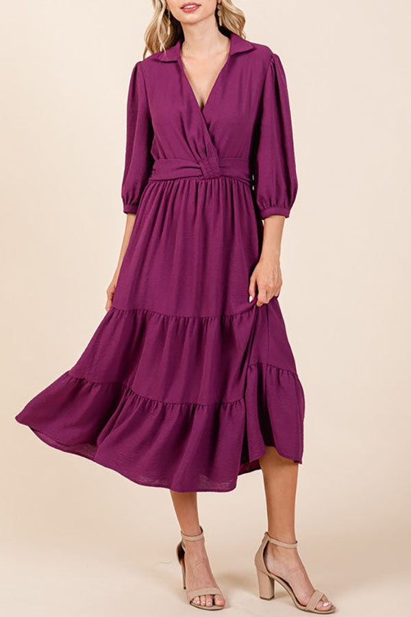 Casual Solid Color Knotted Dress