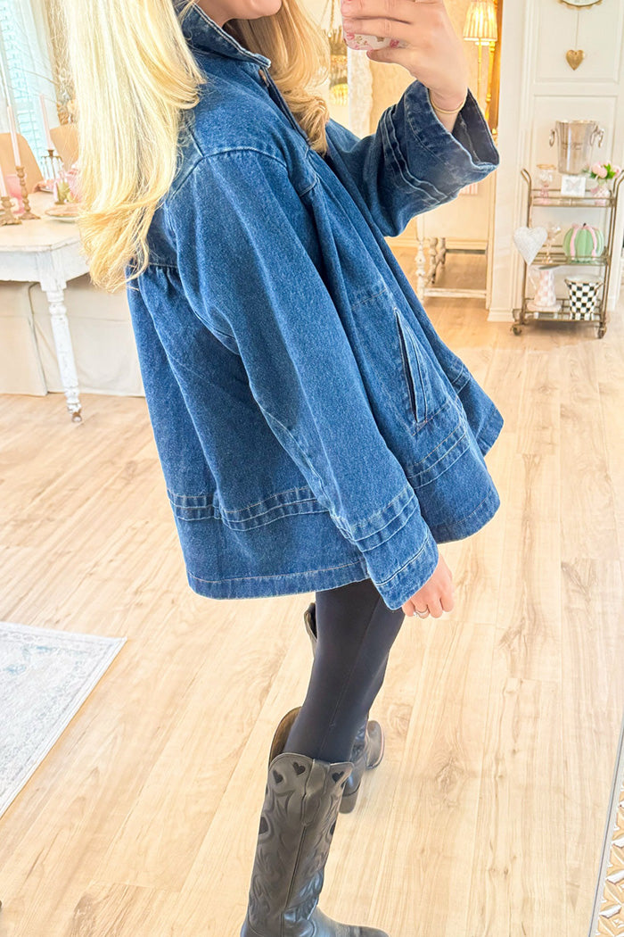 Front Button Pocket Denim Jacket