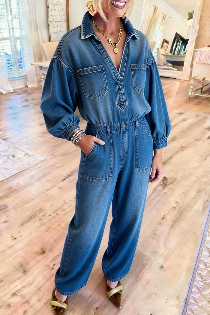 Relaxed Fit Denim Jumpsuit