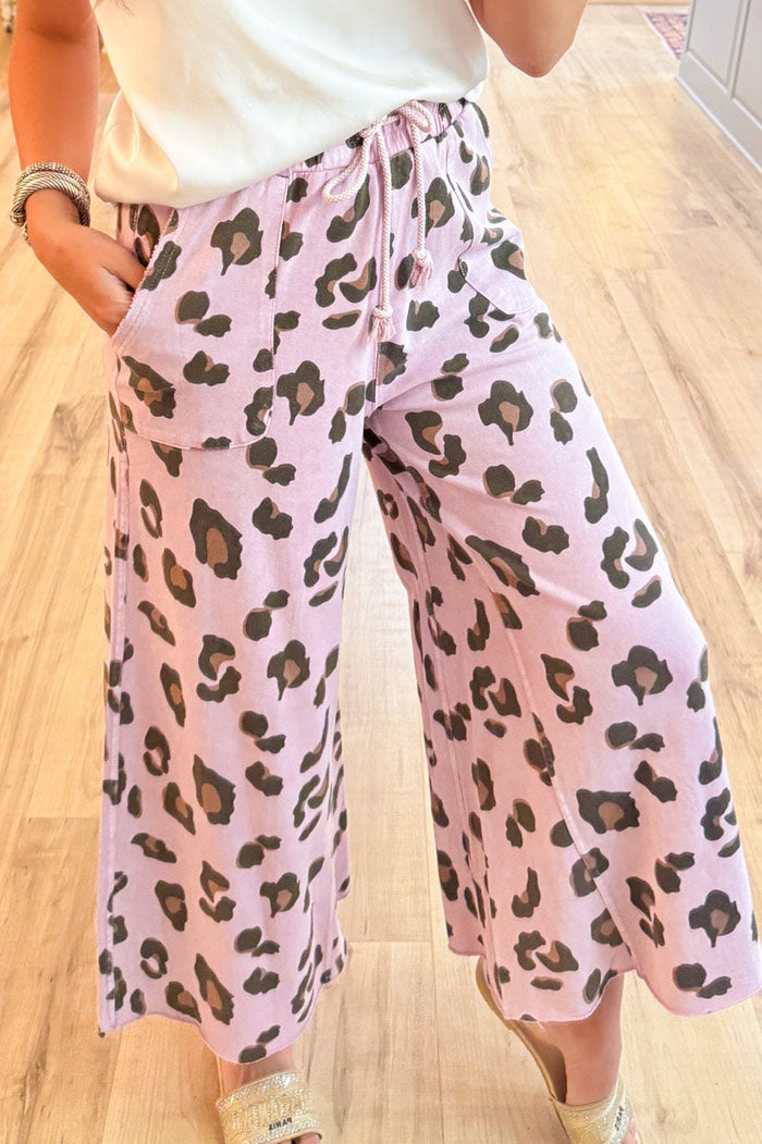 Leopard Pocket Wide Leg Pants