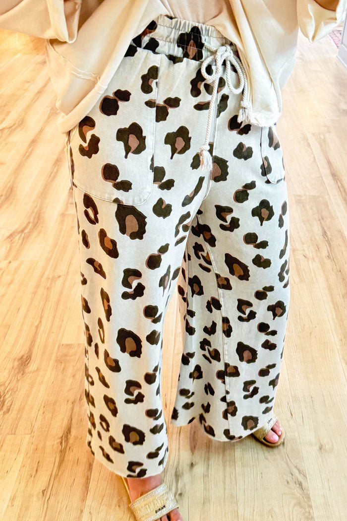 Leopard Pocket Wide Leg Pants