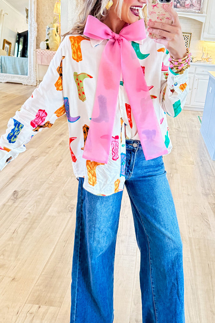 Cowgirl Boot Button Up Top