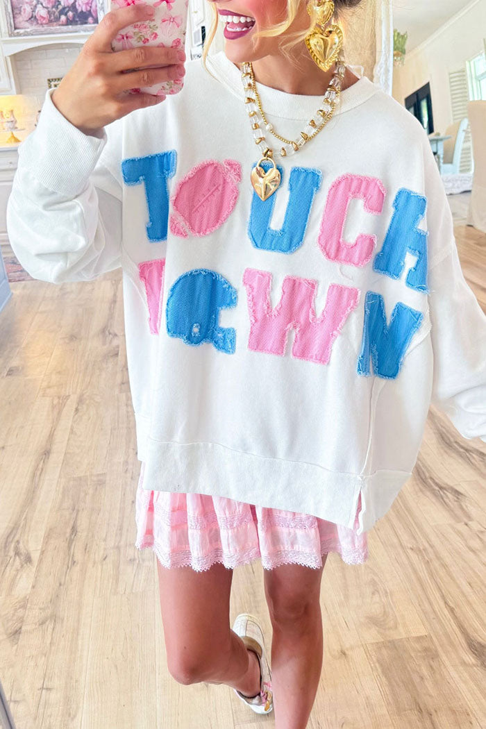 Casual Touchdown Patchwork Sweatshirt