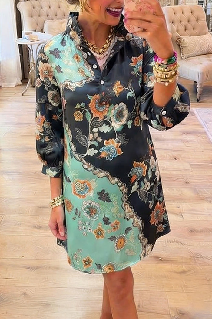 Casual Ruffles Collar Shirt Dress