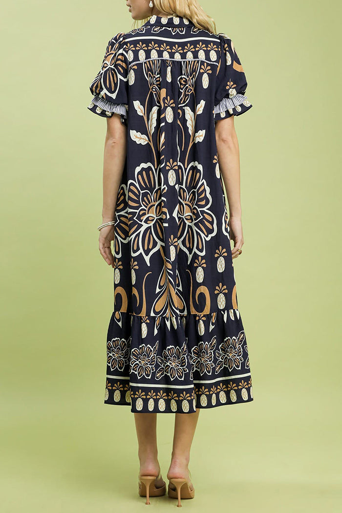 Floral Tiered Pocket Midi Dress