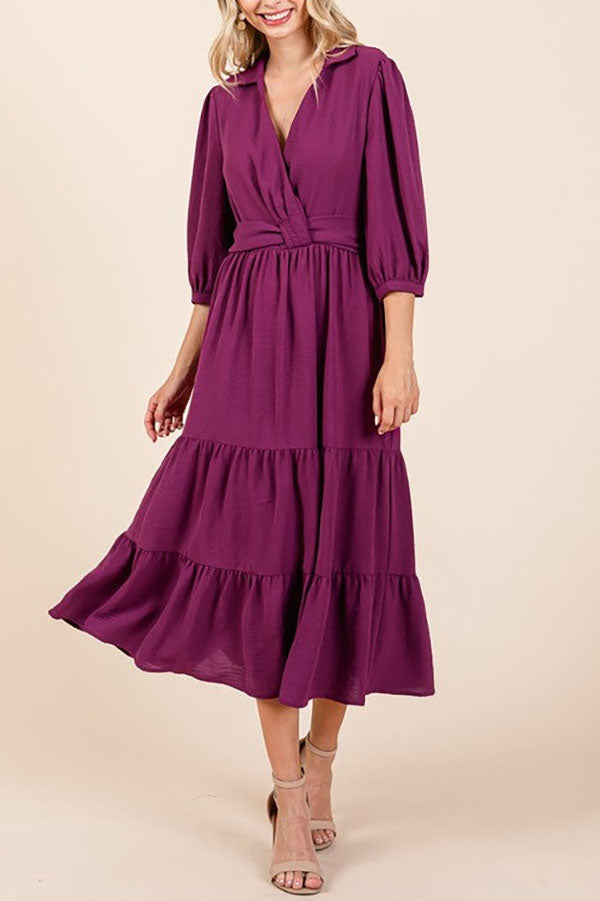 Casual Solid Color Knotted Dress