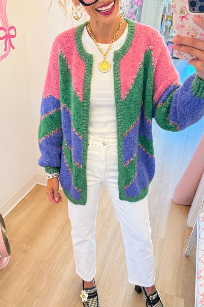 Casual Color Block Cardigan