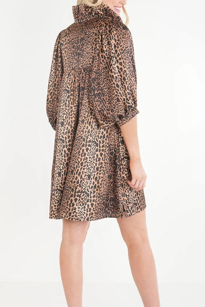 Casual Leopard Button Dress