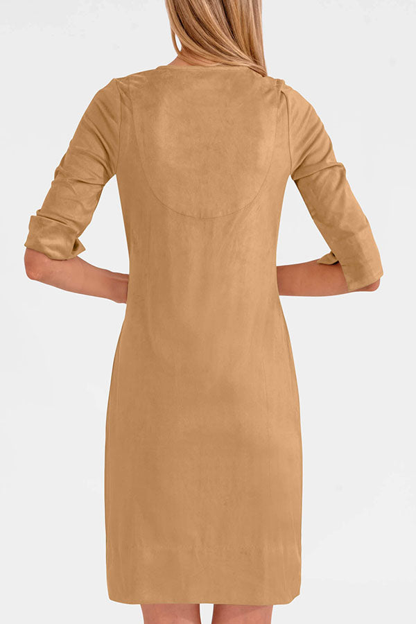 Casual Solid Color Velvet Dress
